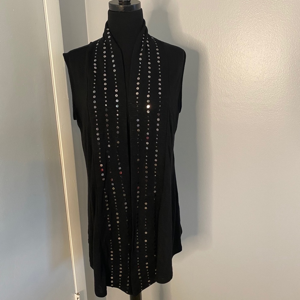 Black Sleeveless Cardigan. Women’s Size M. NWT